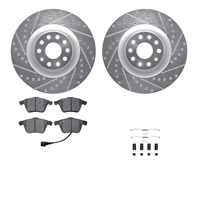 R1 Concepts WGYH1-74086 eLINE Rotor - Drilled & Slotted - Silver W/ Semi-Met Pads